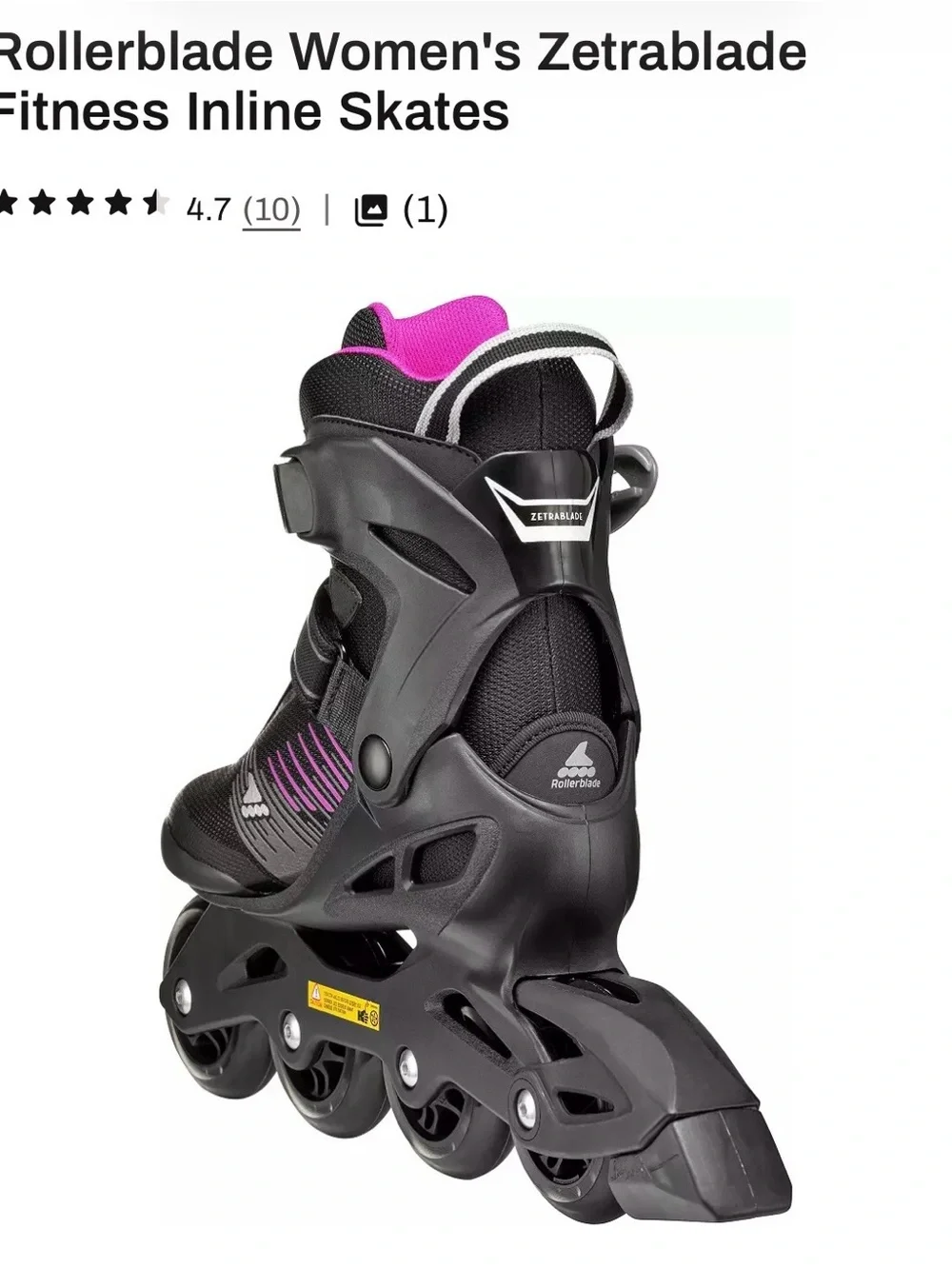 Rollerblade Women's Zetrablade Fitness Inline Skates - Black & Pink: size 8 - Picture 2 of 5